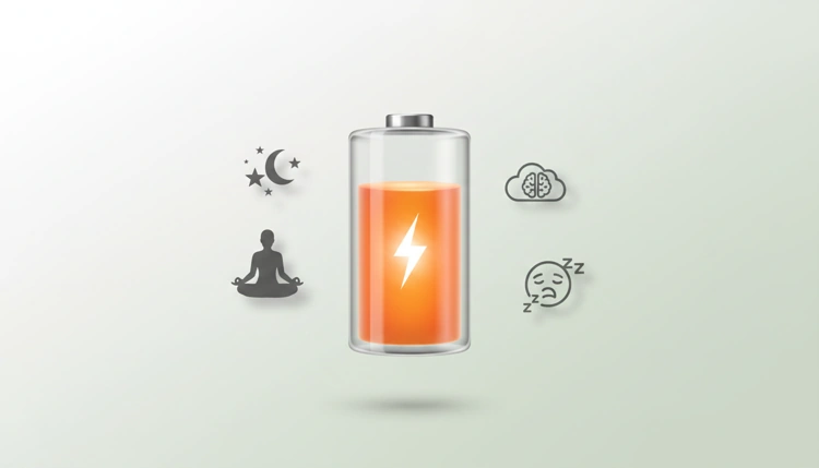 Eine interaktive Grafik einer Batterie, die den mentalen Resilienz-Status und die psychische Widerstandskraft im Alltag visualisiert.